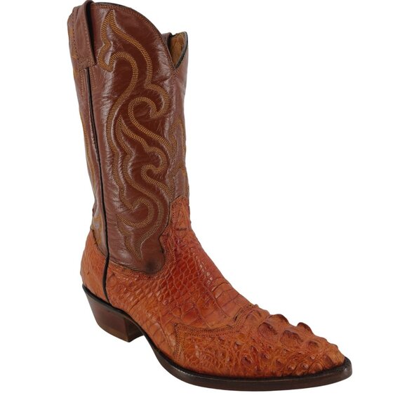 Custom Other - Custom Handmade Mens 11 Brown Unique cut Hornback Alligator Cowboy Western Boots
